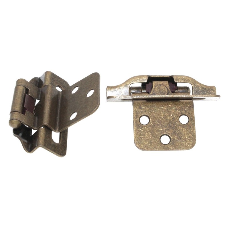 Pair of Hickory Antique Brass Partial Wrap 3/8 Inset, 1/4 Overlay Hinges P61030F-AB