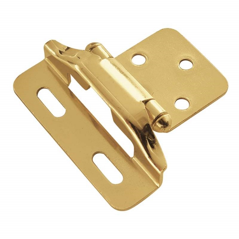 Pair of Hickory Polished Brass Partial Wrap 1/4 Overlay Hinges P60010F-3