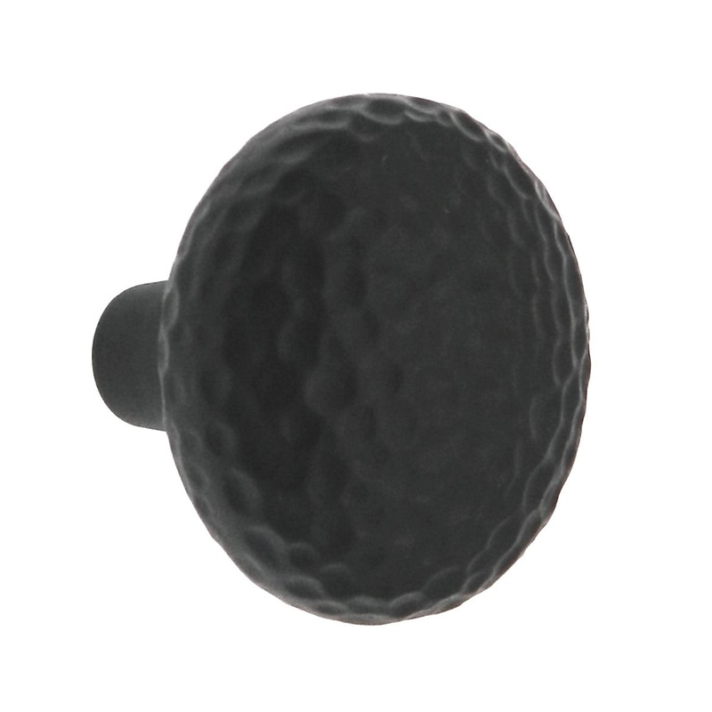 Warwick Rustic Wrought Iron Black 1 3/8 Hammered Cabinet Knob Pull DH1020BL
