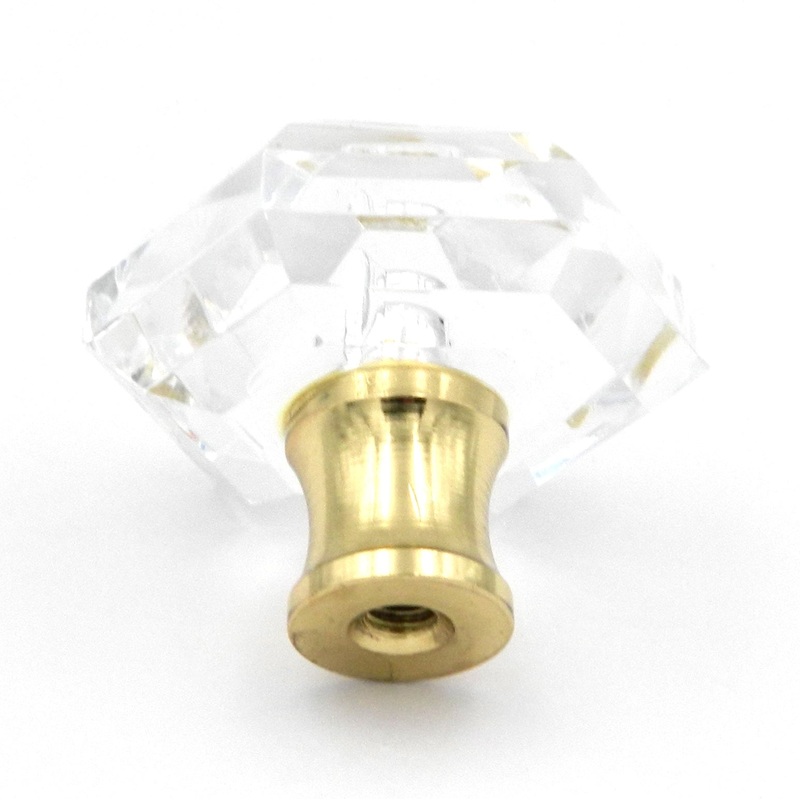10 Pack Hickory Hardware Crystal Palace 1 5/16 Clear Crysacrylic and Polished Brass Cabinet Knob P31-CA3