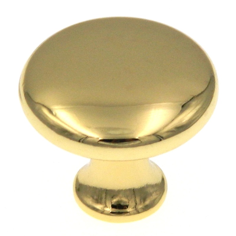 2 Pack Hickory P14255-3 Polished Brass 1 1/8 Round Cabinet Knob Pull Conquest