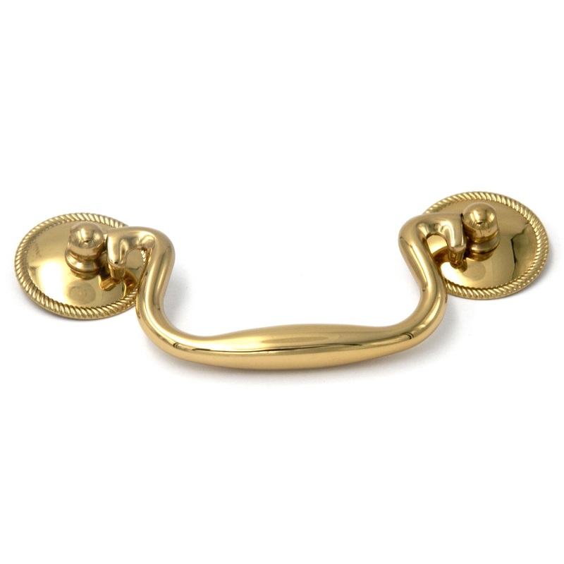 5 Pack P21 Polished Brass 3 1/2cc Solid Brass Bail Pulls Keeler Manor House