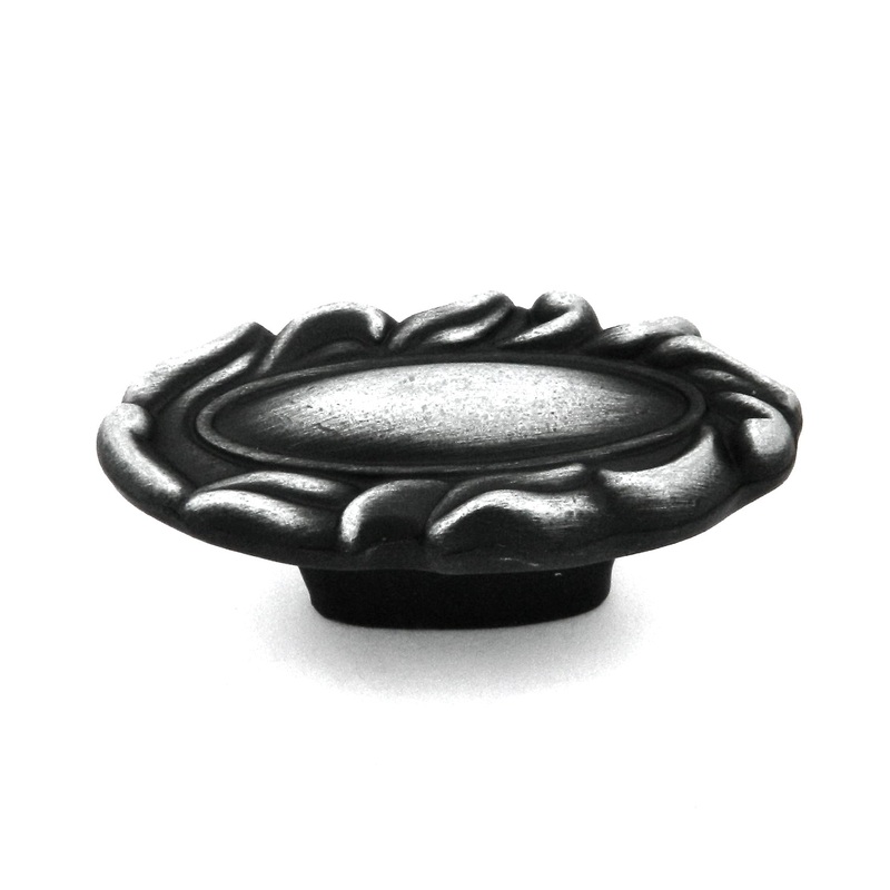 Hickory Hardware Foxglove Satin Pewter Antique 2 3/8 Oval, 3/4cc Ornate Knob Pull PA1112-SPA