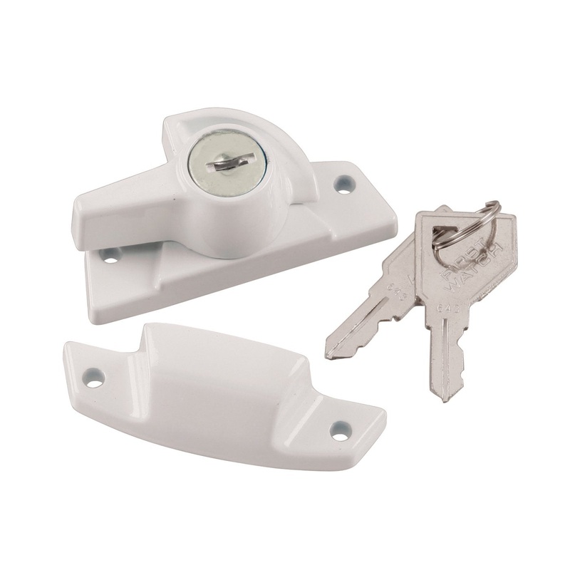 Hickory Hardware Keyed Sash Lock for Double Hung Windows 1404, White 2 1/2 Length