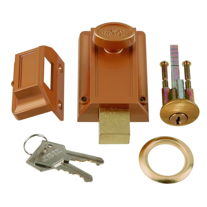 Hickory Hardware Polished Brass Single Cylinder Night Bolt and Locking Cylinder 1110