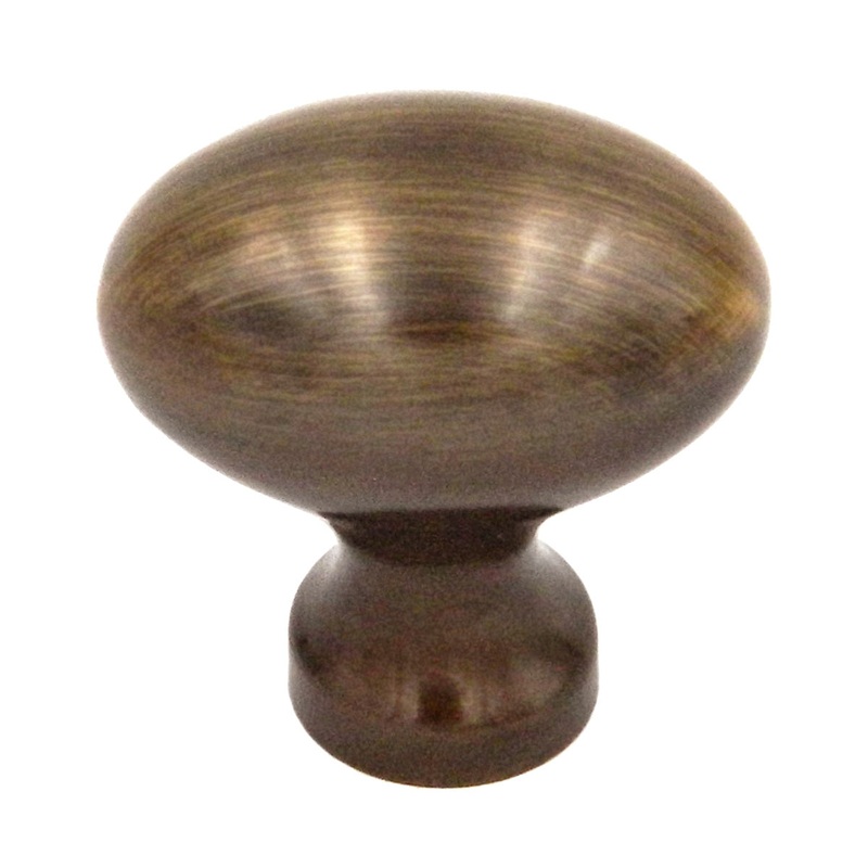 Keeler Power & Beauty Satin Dover Oval Smooth 1 1/4 Solid Brass Cabinet Knob P9175-9013