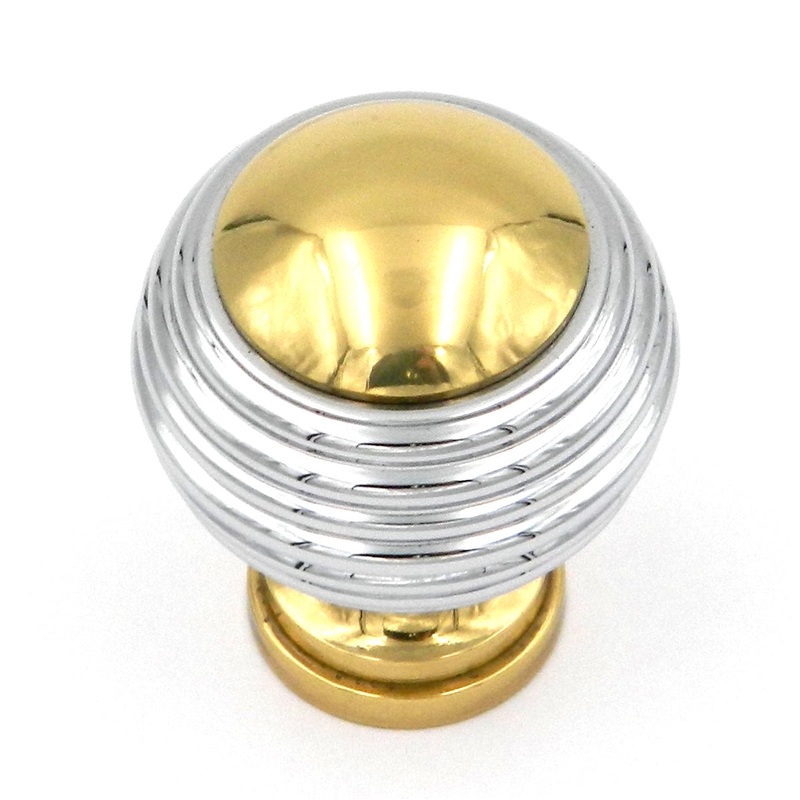 Liberty Chrome and Polished Brass 1 1/8 Round Ball Knob Pull P50305V-PLC-C7