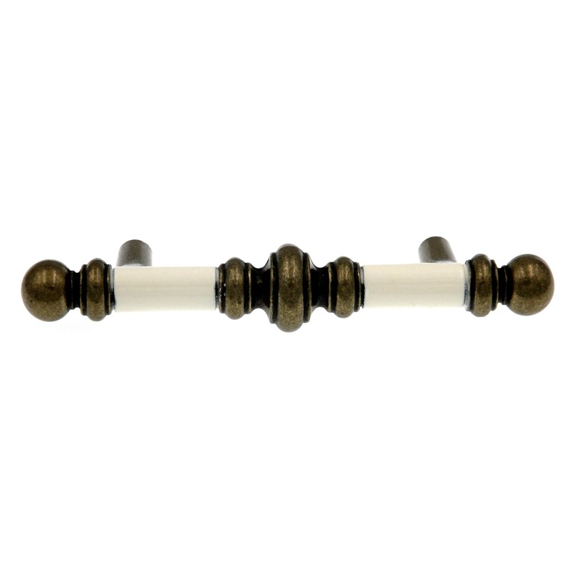 Amerock Allison Antique Brass and White 3cc Stylish Bar Pull BP742-CW