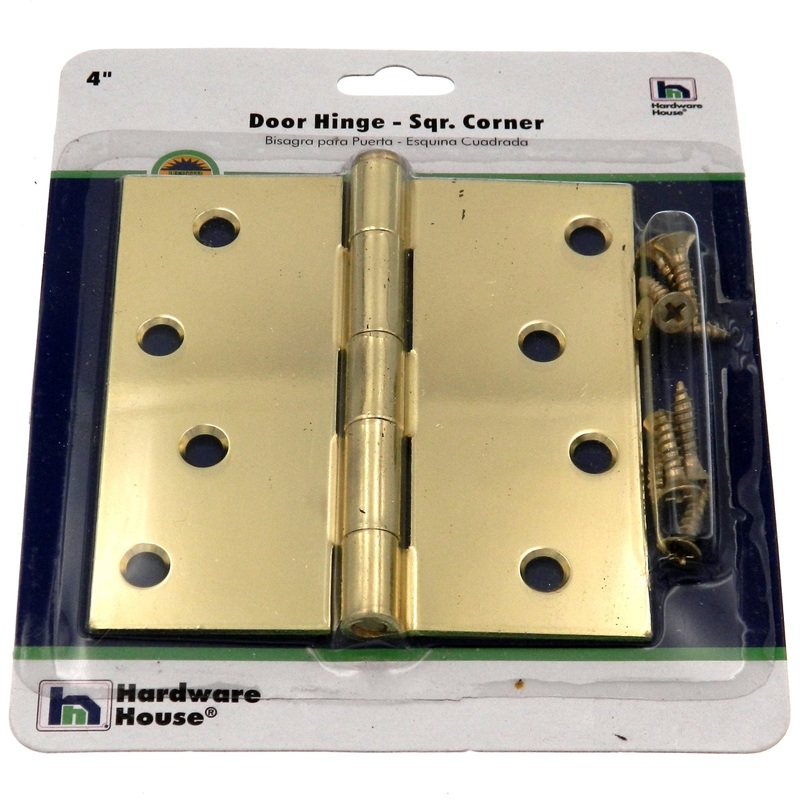 Hardware House Exterior Door Hinge Bright Brass 4 Square Corner HH52-0825