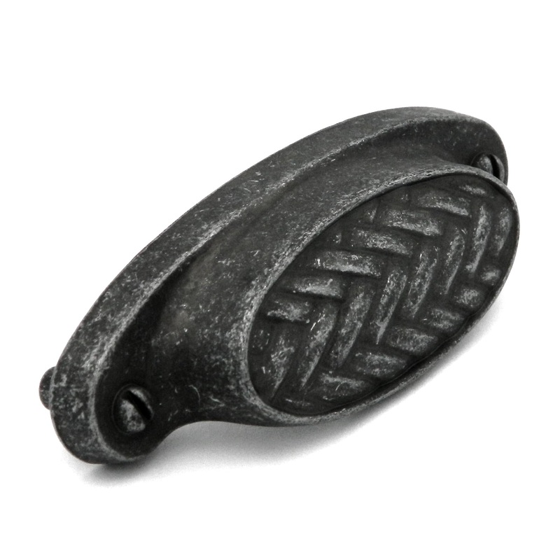 Hickory Hardware Catamaran Vibra Pewter 3cc Basket Weave Drawer Cup Pull P7323-VP