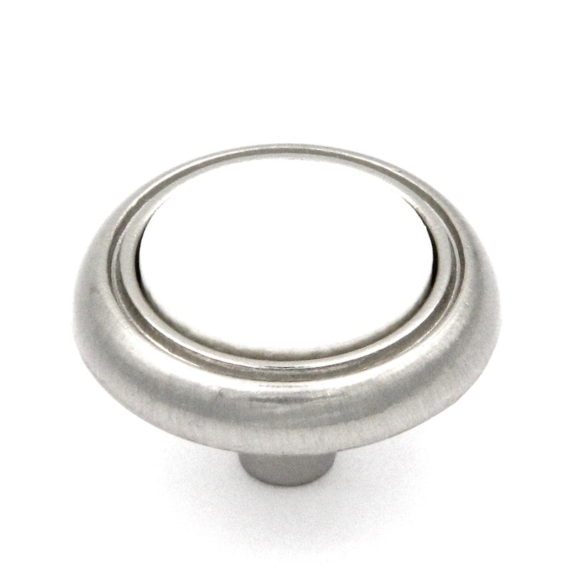 Laurey Satin Chrome with White Round Ceramic Center 1 1/4 Knob 15438