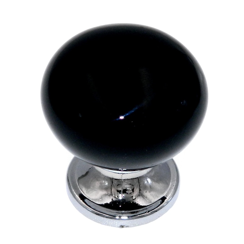 Liberty Contemporary Polished Chrome Black Ceramic 1 1/8 Knob P37371C-PC-CP