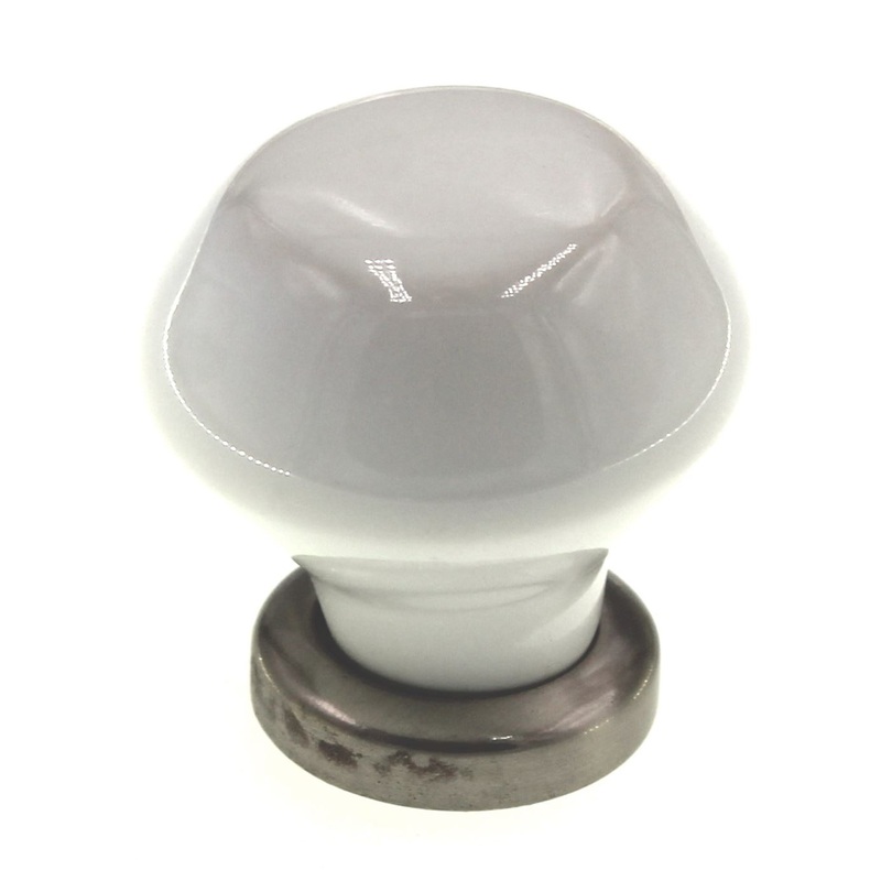 Liberty Modern Elegant Satin Nickel White Ceramic 1 3/16 Knob P37512C-SN-CP