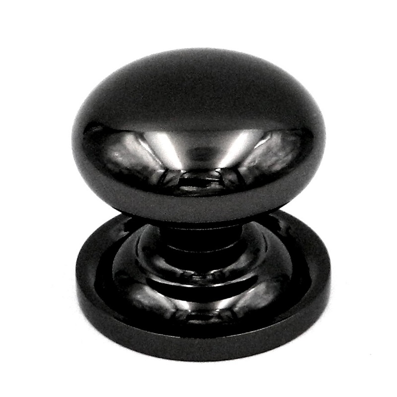 Ultra Designer’s Edge Black Nickel 1 1/8 Knob with 1 1/4 Round Backplate 41546R1