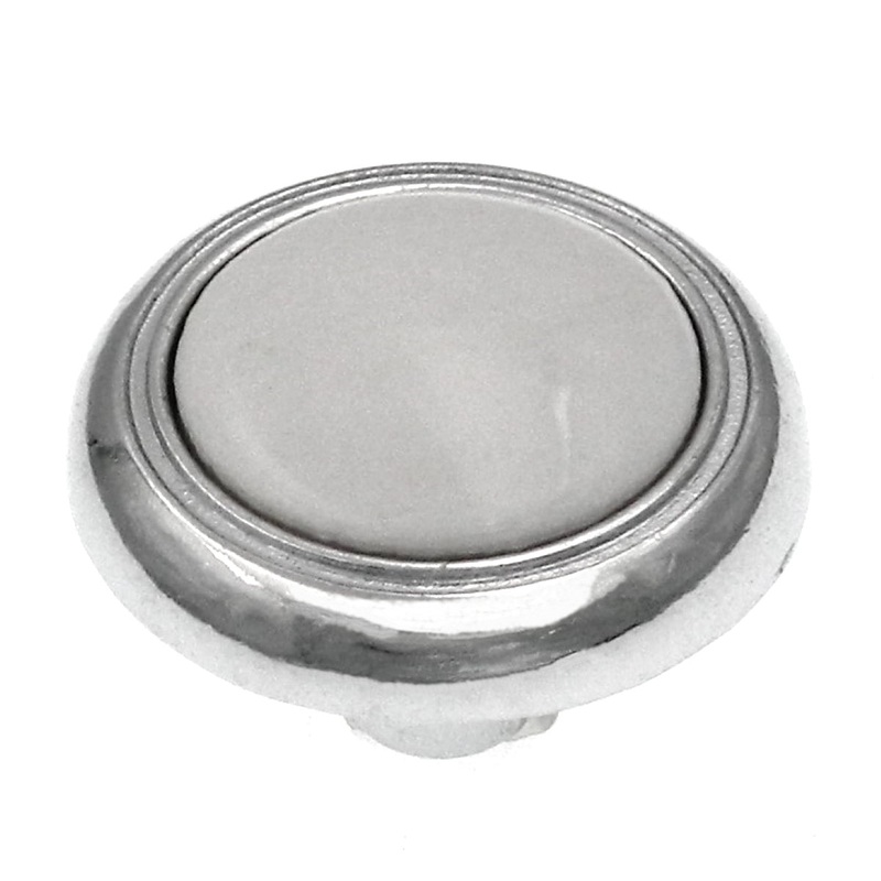 10 Pack Hickory Hardware Eclipse Chrome & White Porcelain Round 1 1/4 Porcelain Cabinet Knob P710-CH