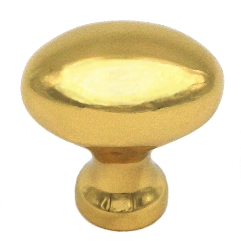 10 Pack Keeler Power & Beauty Polished Brass Oval Smooth 1 1/4 Solid Brass Cabinet Knob P9175