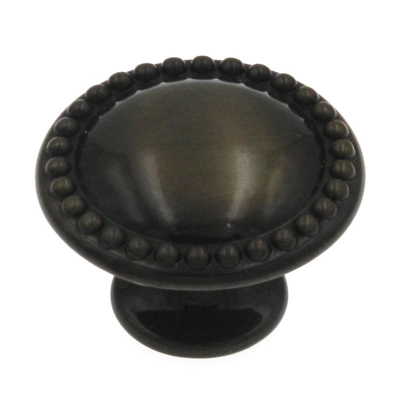 10 Pack Showcase  Antique English Brass Round Beaded Edge 1 3/16 Cabinet Knob K2876-AEH