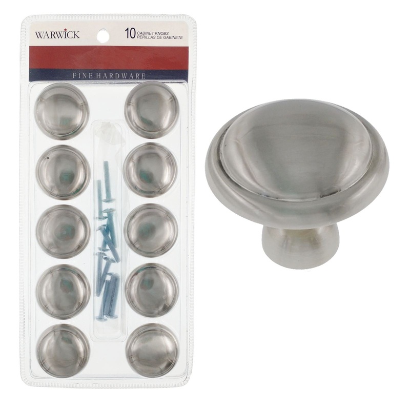 10 Pack Warwick Traditional Satin Nickel 1 1/4 Cabinet Knob Pulls DH1012BPSN