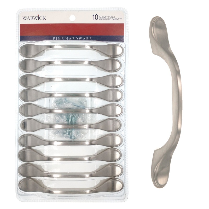 10 Pack Warwick Traditional Satin Nickel 3cc Cabinet Handle Pulls DH1010BPSN