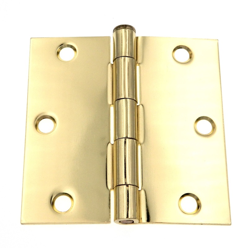3 Pack Warwick 3 1/2 Door Hinge, Square Corner, Polished Brass DA3013PB