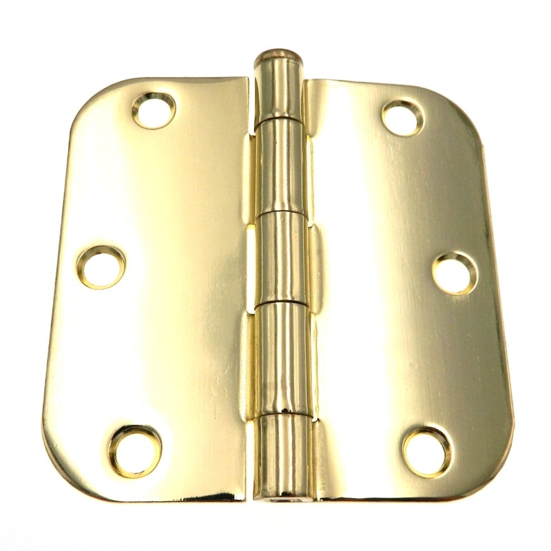 Warwick 3 1/2 Door Hinge, 5/8 Radius Corner, Polished Brass BDA3012PB
