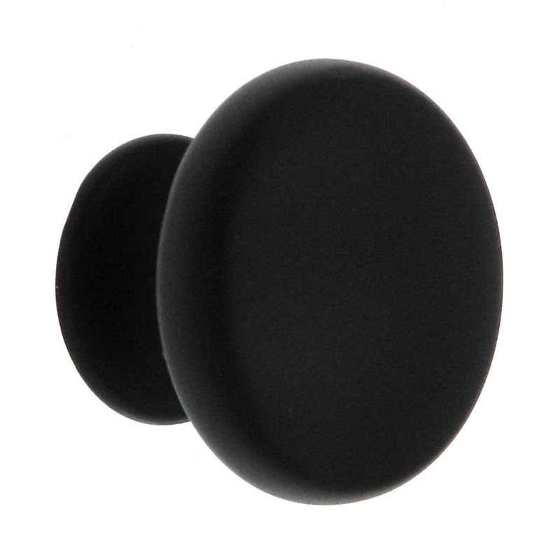 Warwick Contemporary Black 1 3/16 Solid Mushroom Cabinet Knob Pull DH1028BL