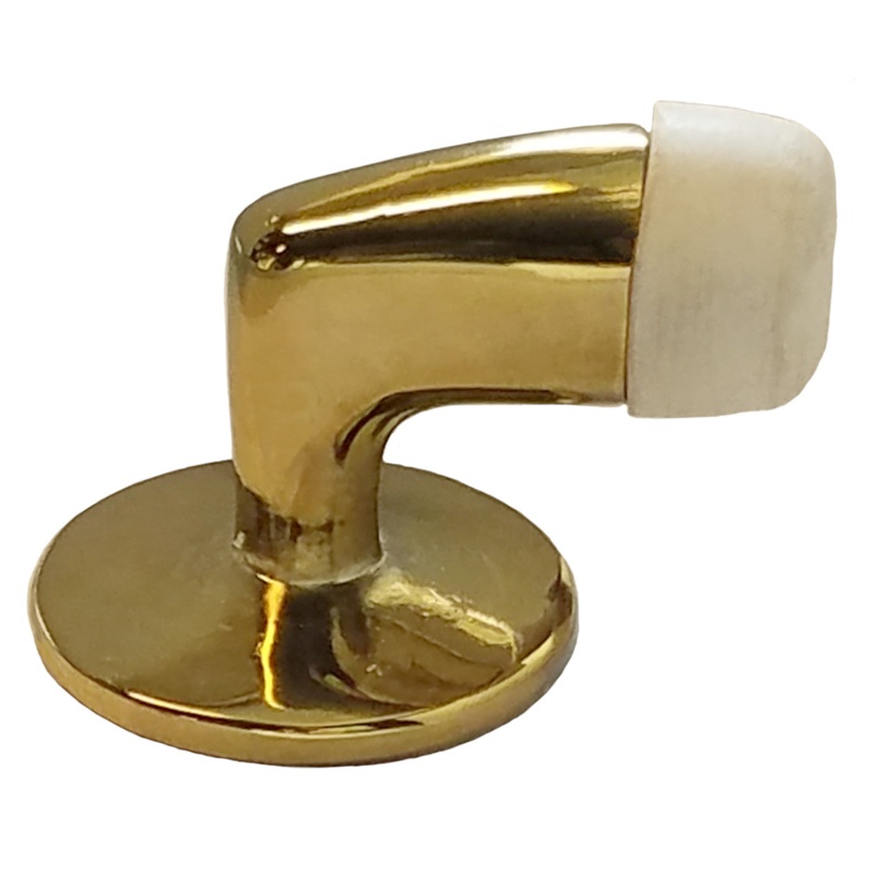 Warwick Goose Neck Floor Mount Doorstop 1 1/4 High, Polished Brass BH2009PB