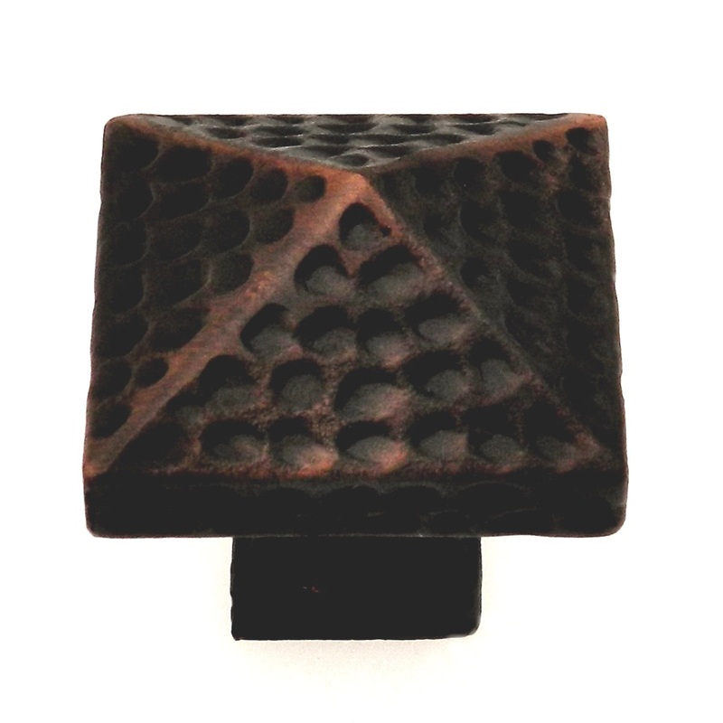 Warwick Rustic Bronze 1 1/8 Solid Hammered Square Cabinet Knob Pull DH1006BZ