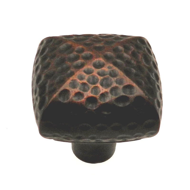 Warwick Rustic Bronze 1 1/8 Solid Hammered Square Cabinet Knob Pull DH1019BZ