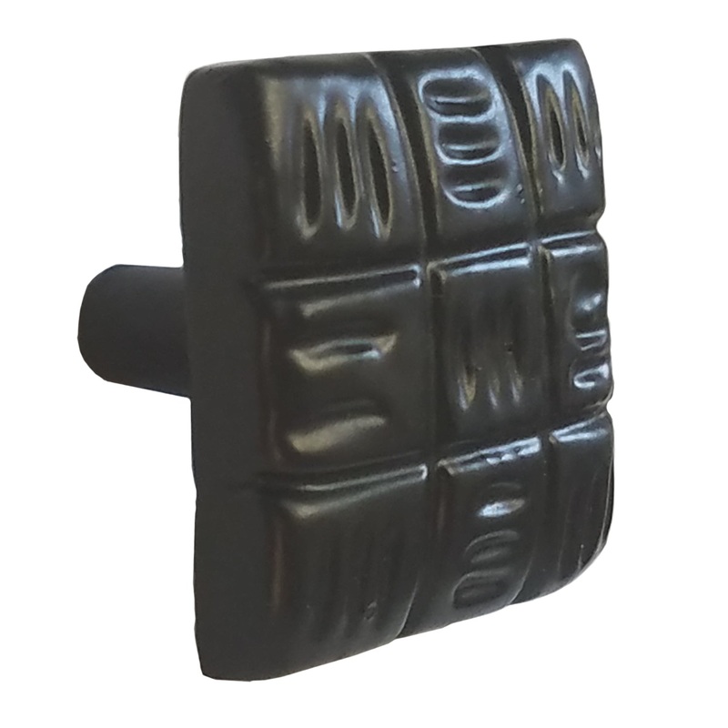 Warwick Rustic Wrought Iron Black 1 1/4 Etched Square Cabinet Knob DH1116WIB