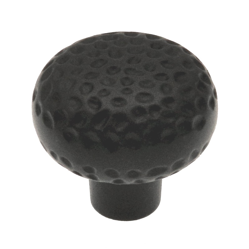 Warwick Rustic Wrought Iron Black 1 1/4 Hammered Cabinet Knob Pull DH1003BL