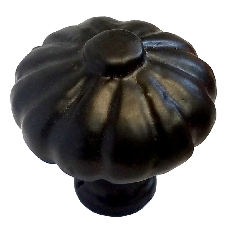 Warwick Rustic Wrought Iron Black 1 1/4 Melon Round Cabinet Knob Pull DH1115WIB