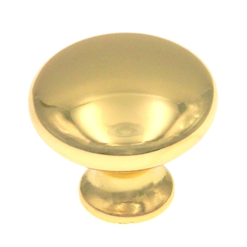 Warwick Traditional Polished Brass 1 1/4 Solid Round Cabinet Knob Pull DH1001PB