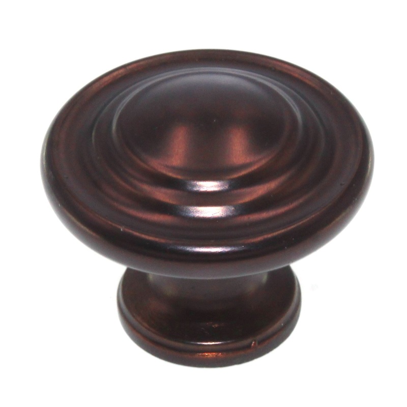 12 Pack Style Selections Designer Aged Bronze Round Ringed 1 1/4 Knob 40904
