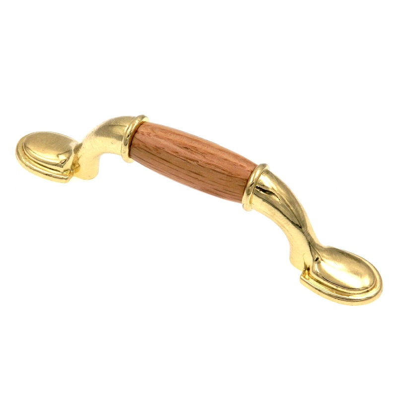 Amerock Allison Polished Brass Oak Wood Center 3 Center to Center Cabinet Handle Pull BP76245O3