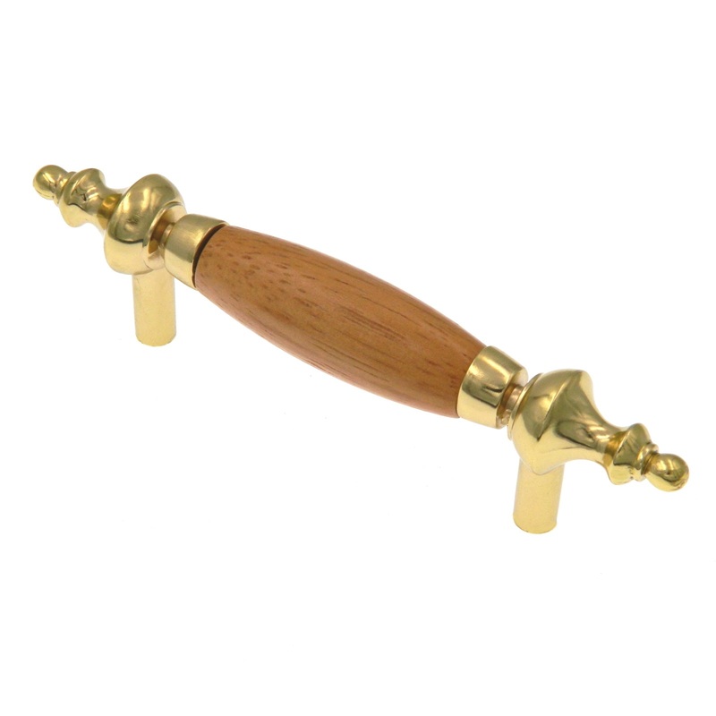 Amerock Allison Polished Brass Oak Wood Center 3 Center to Center Drawer Bar Pull 69143