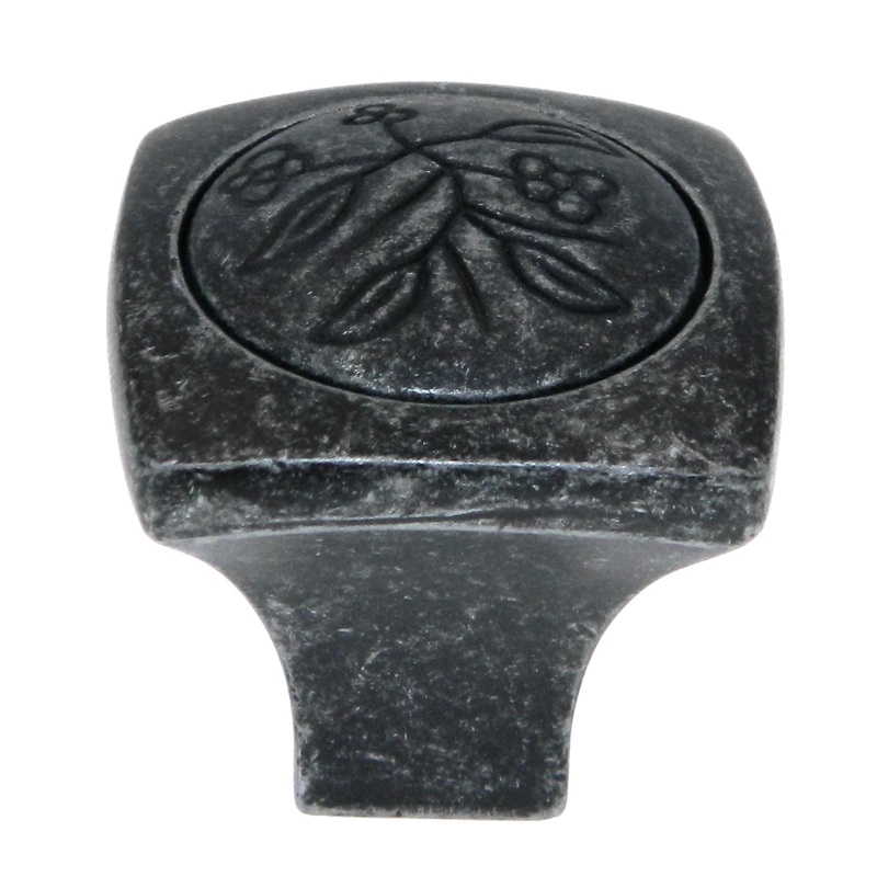 Amerock Vineyard Wrought Iron Dark 1 1/8 Leaf Cabinet Pull Knob BP4475WID