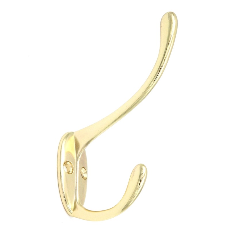 10 Pack Belwith Hickory Polished Brass Coat 1/2cc Wall Door Double Hook P6900-3