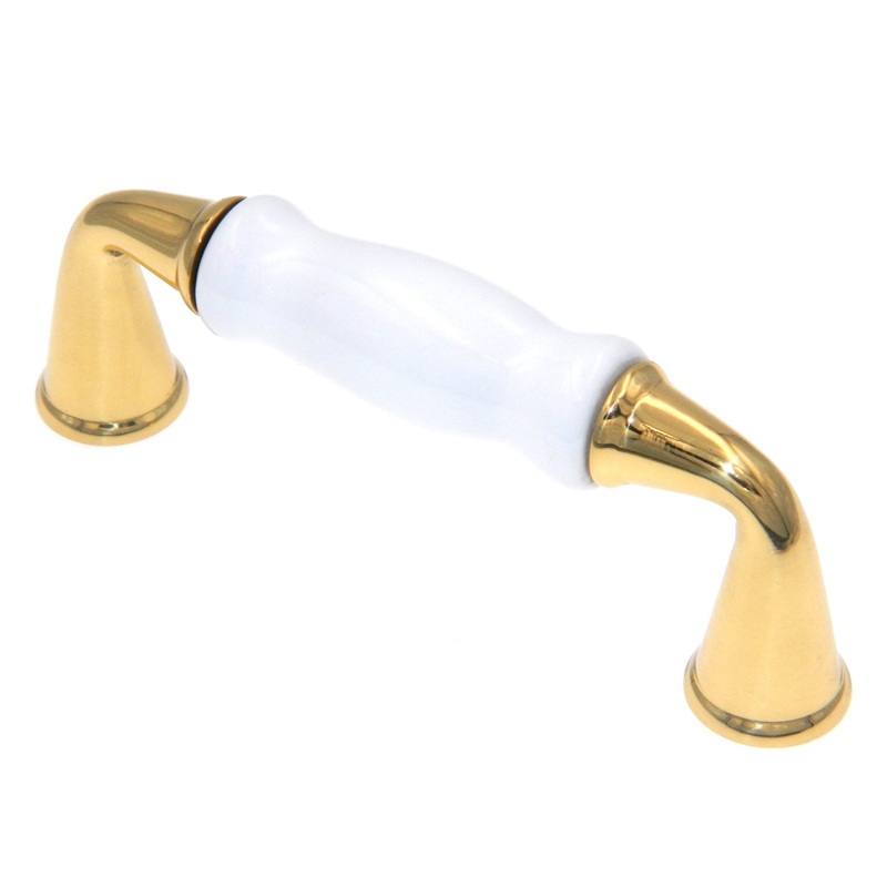 Amerock Allison Polished Brass White 3 Center to Center Cabinet Handle Pull BP142130A
