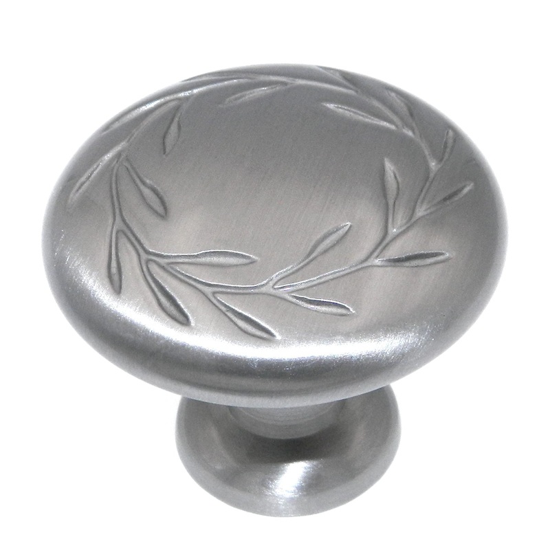 Amerock Nature’s Splendor Satin Nickel 1 3/4 Leaf Cabinet Pull Knob BP15812G10