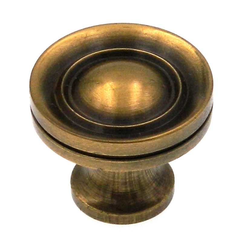 Belwith Keeler Sherwood Antique Brass 3/4 Solid Brass Cabinet Knob L46