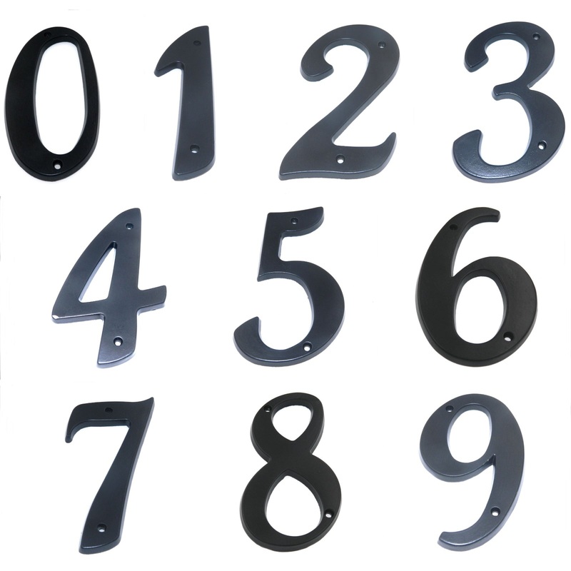 Gatehouse Large 5 Italic Black Metal Flush House Address Numbers, Easy to Read