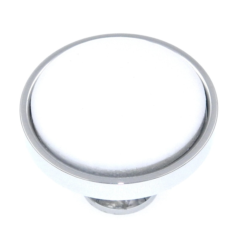 Hickory Hardware Milan Chrome Finished Solid Brass and White Porcelain 1 1/4 Cabinet Knob P9821-W