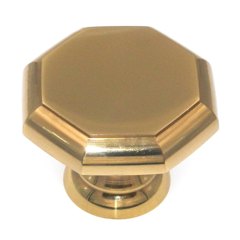 Hickory Hardware Polished Brass 1 3/8 Octagon Cabinet Solid Brass Knob P9151