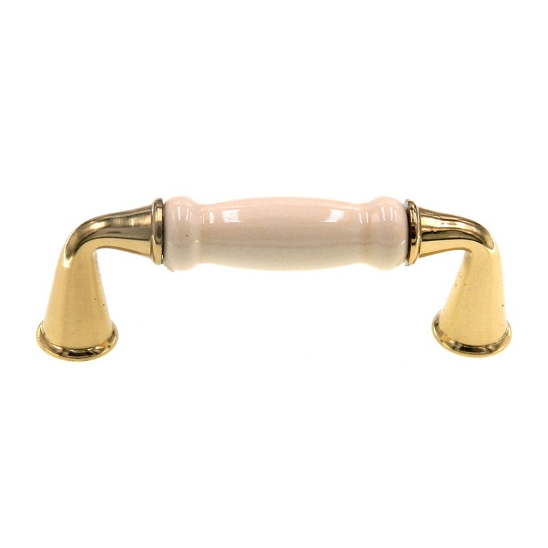 Hickory Hardware Tranquility Polished Brass with Ivory Insert 3cc Cabinet Handle Pull P260-IV