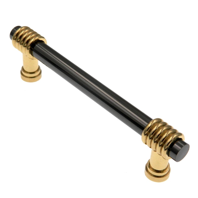 Keeler Milan Polished Brass Black Nickel 3 3/4 (96mm)cc Cabinet Bar Pull Solid Brass P9803