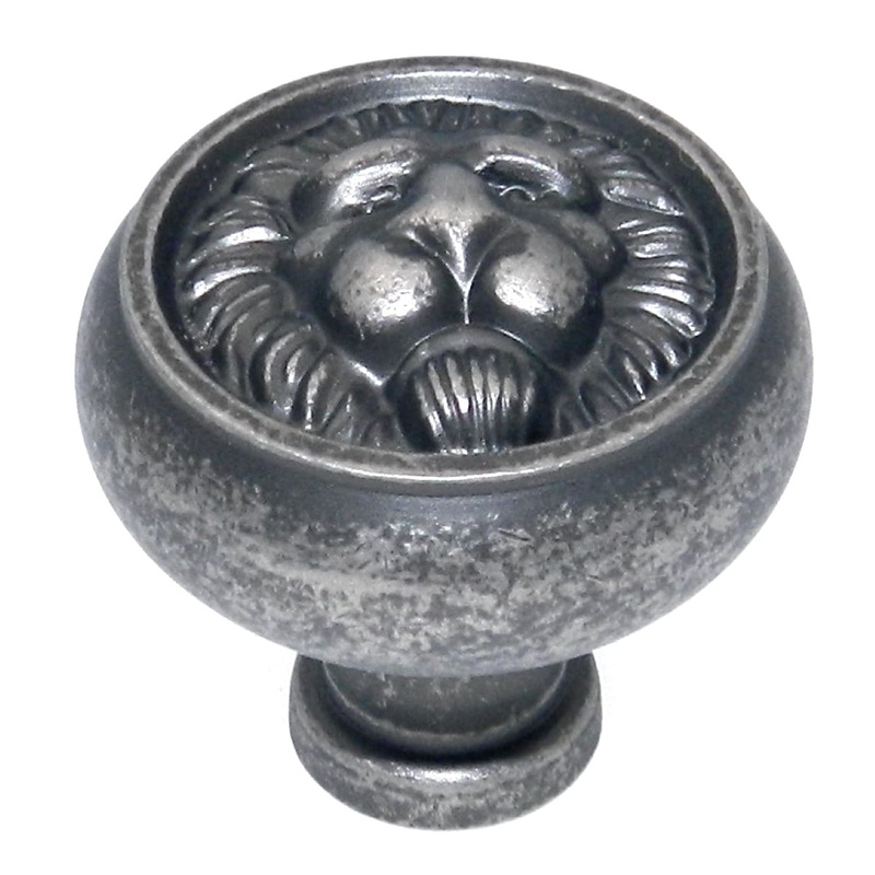 Keeler Richelieu Old English Pewter 1 1/4 Lion Head Cabinet Solid Brass Knob F602