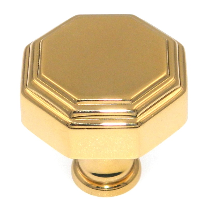 Keeler Solid Brass Polished Brass 1 3/8 Octagon Cabinet Solid Brass Knob C28