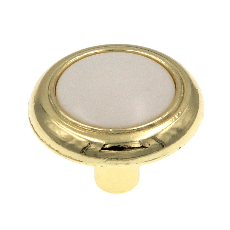 10 Pack Amerock Allison Polished Brass Off White 1 1/4 Cabinet Knob 244WPB