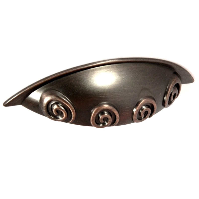 10 Pack Antique Copper 3cc Showcase P2204-AC Swirl Cabinet Cup Pull Handle
